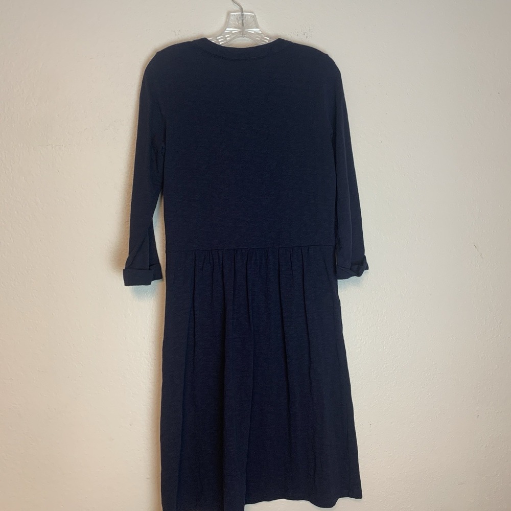Boden Dress Womens 4R Casual Preppy Classic 3/4 Sleeves 100% Cotton Navy Pockets - Picture 3 of 8